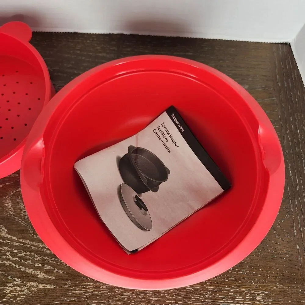 1.5 Qt Tupperware 3 Piece Tortilla Warmer Keeper Red/Pink #3222A-3, #7763A-3